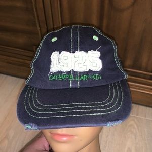 Cat Caterpillar Kid blue lightly distressed baseball hat